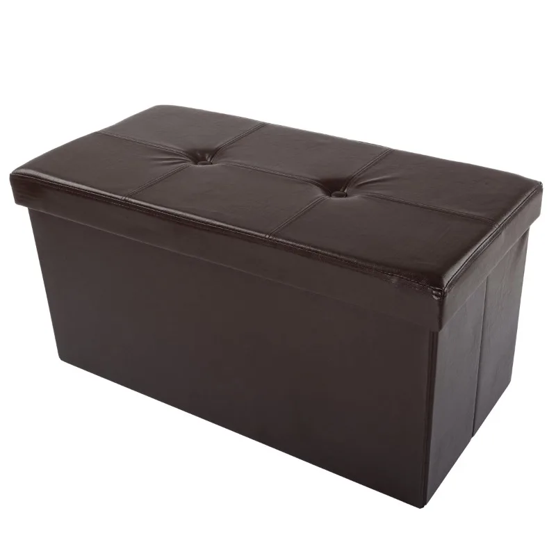 Large Foldable Storage Bench Ottoman ? Tufted Faux Leather Organiz - £45.24 GBP