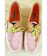 Sperry Top-Sider Classic Pink/White Striped Bahama Boat Shoes Women&#39;s Si... - $356.56 MXN