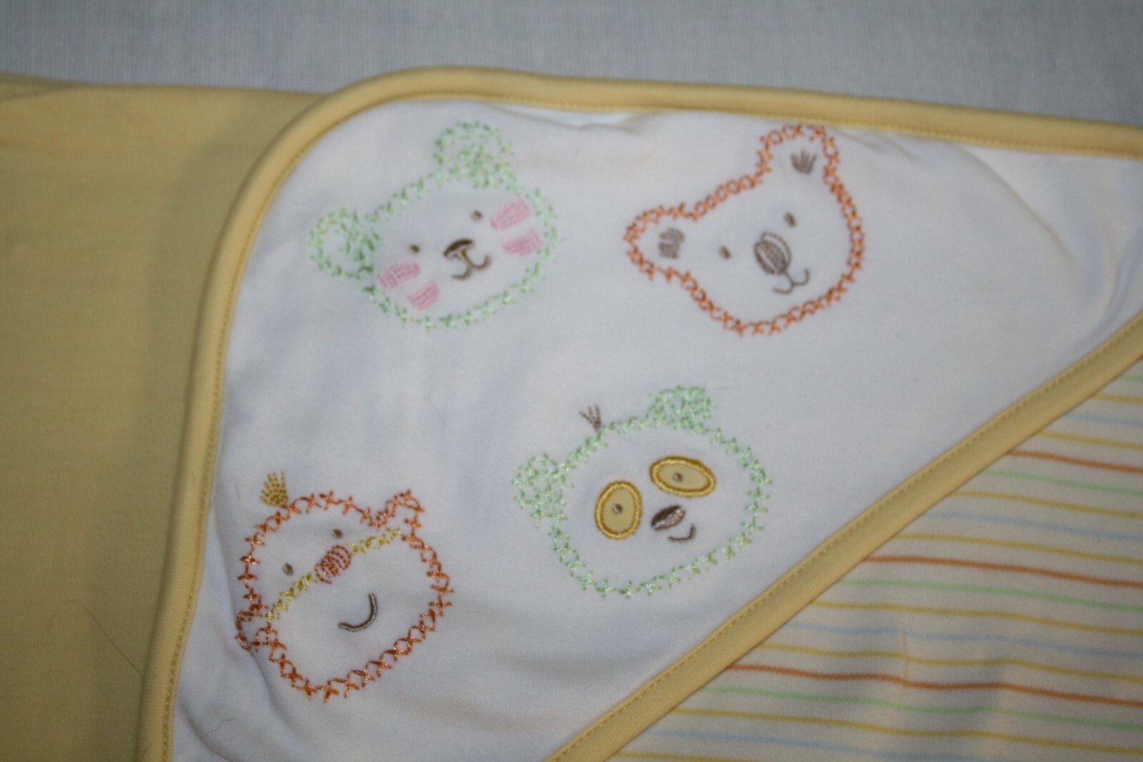 Talbots Baby Receiving Blanket Striped Yellow Monkey Animals Soft Swaddle 2 Ply Item image 2