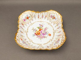 Dresden Germany Antique Franziska Hirsch Scalloped Floral Porcelain Serving Bowl - £801.94 GBP