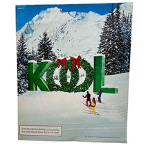 Kool Cigarettes Vintage Color Print Ad 90s Christmas Wreath Skiing Family - $10.48