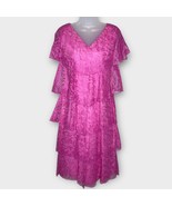 VINTAGE 80s Barbie pink lace tiered midi dress fits size small - €64,20 EUR