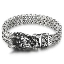 Dragon Head Animal Punk Men&#39;s Bracelet Stainless Steel Designer Cool Viking Tren - £25.81 GBP