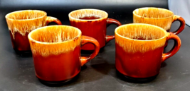 SET OF 5 McCOY USA POTTERY BROWN DRIP GLAZE COFFEE CUPS D HANDLES 3 1/4&#39;... - £31.06 GBP