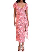 SPRIME Women's Summer Casual V Neck Puff Sleeve Green Flower Midi Dress ... - $311.39 MXN SPRIME Women's Summer Casual V Neck Puff Sleeve Green Flower Midi Dress ... - $311.39 MXN