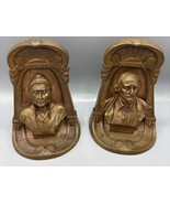Vtg Bronze Color Bookends Featuring Dante Shakespeare Busts - $60.10