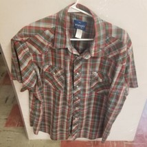 Vintage Wrangler Size XXL Western Short Sleeve Button Up Shirt, 2XL, Pearl Snaps - £15.53 GBP