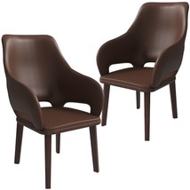LeisureMod Dining Chair Upholstered in Leather with Rubberwood Base and ... - $9,751.98 MXN