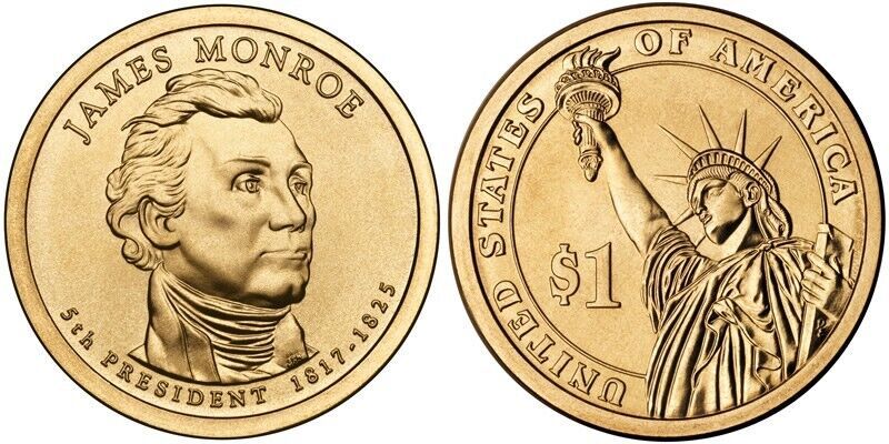 2008 P James Monroe Presidential $1 Dollar Graded Uncirculated Coin - $1.93