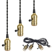 Vintage Triple Light Sockets Pendant Light Kit Cord E26/E27 Industrial Hanging L - £27.17 GBP