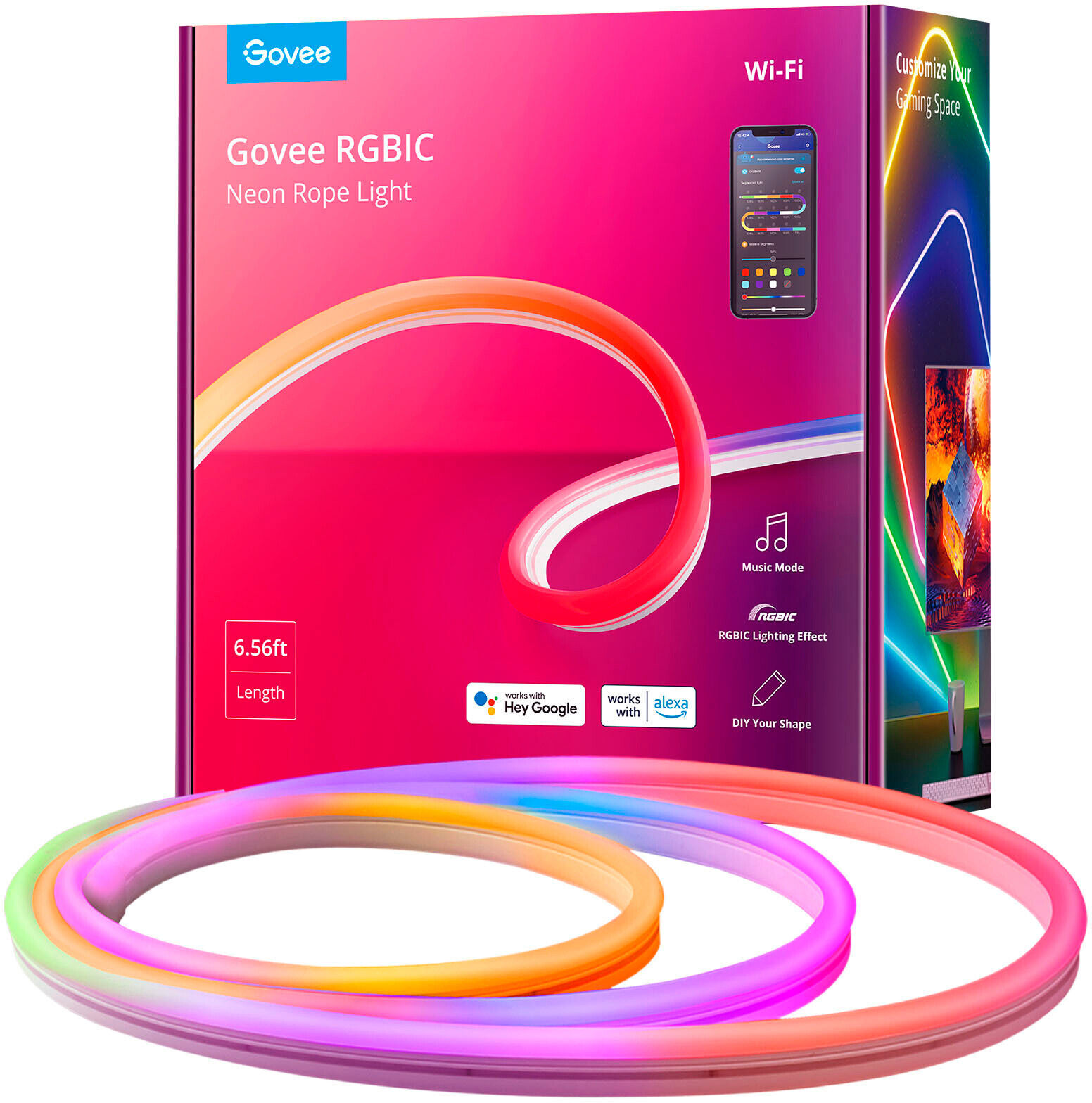 - Rgbic Neon Rope Light - 6.5 Ft - Multi