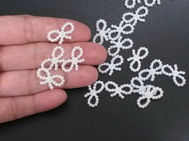 50 pcs White Faux Pearl Bead Bow Knot Appliques Craft C19 - £6.27 GBP