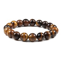 Natural Stone 6/8/10mm Beads Tiger Eye Bracelet Classic Men Women Buddha Black L - £9.59 GBP
