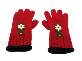 Icelandic Design 100% Wool Womens Gloves Embro Floral Design Knit Size M... - £24.94 GBP