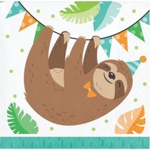 Sloth Party Beverage Napkins Paper 16 Pack Sloth Birthday Supplies Tableware - £7.46 GBP