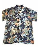 Vtg Tommy Bahama Shirt Men&#39;s Medium Hawaiian Palm Hibiscus Hula Girl Sil... - £15.76 GBP
