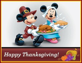 Happy Thanksgiving Mickey Mouse Edible Cake Topper Decoration - £10.37 GBP