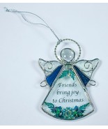 CHRISTMAS ANGEL FRIENDS ORNAMENT STAINED GLASS HOLIDAY SILVER TONE DECOR... - $149.08 MXN