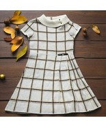 Janie and Jack Girls Size 7 Sweater Dress short sleeve cream yellow brow... - $367.74 MXN