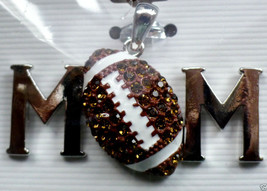 MOM Football Fan Pendant  Metal  rhinestones - $5.89