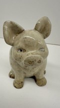 Handmade Ceramic Pottery Pig 4&quot; FARM Glazed Clay Gray Folk Art Decor - £14.84 GBP