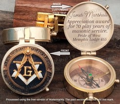 Customized Masonic Brass Compass Gift With Wooden Box | Masonic Compass - £24.10 GBP