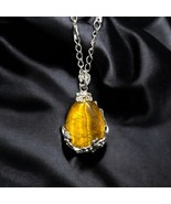 Teardrop Gemstone  Pendant Necklace with Silver Leaf Design | Elegant Je... - $422.44 MXN
