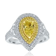 Certifié GIA 1.72 CT Poire Lumière Jaune Anneau Fiançailles Diamant 18k or Blanc - £3,101.54 GBP