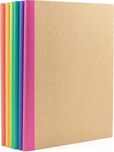 PAPERAGE 6-Pack Composition Notebook Journals, Kraft Cover with Rainbow Spines, - £25.19 GBP