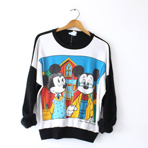 Vintage Walt Disney Mickey Minnie Mouse American Gothic Sweatshirt Medium - £136.21 GBP