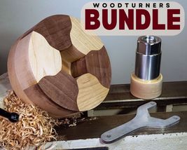 Turners Bundle - Maple/Walnut Segmented Bowl Blank plus Glue Hub with waste bloc - £89.12 GBP