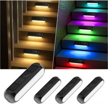 Solar Outdoor Lights for Deck 4 Pack Upgraded RGB Solar Fence Lights with Color  - £29.46 GBP