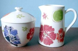 Gien Jacinthe Sugar Bowl &amp; Creamer Milk Jug 2 PC. Set Floral France New ... - $122.66