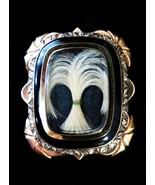 Victorian Mourning Brooch Woven Hair Sterling Vermeil Blue Ename1 C Catc... - $6,115.26 MXN