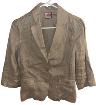 Juicy Couture Tan Lightweight Linen Jacket Blazer w/ Pockets Size Medium - £18.19 GBP