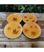 4 Vintage Fiberglass Plates Kimball Vesta Autumn Maple Falls Real Leaves... - £39.10 GBP