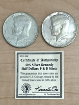 1967-1968 Kennedy .40 Silver Half Dollars w/COA &amp; Flip Case - £10.15 GBP