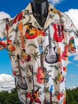 Hawaïen Guitare Chemise Homme Tropical Bouton-Up Décontracté Aloha Plage... - $32.95