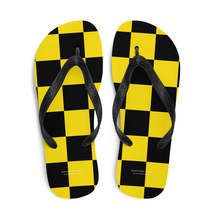 Autumn LeAnn Designs® | Adult Flip Flops Shoes, Black and Neon Yellow Ch... - £19.65 GBP