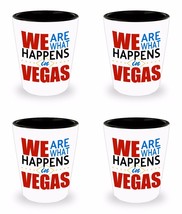 Funny Set of 4 Las Vegas Shot Glass We Are What Happens in Vegas Shot Glasses - £35.52 GBP