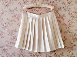White Pleated Skirts Campus Style Pleated Skirt Girls School Skirts Plus Size - $28.99