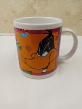 Vintage 1996 Warner Bros Daffy Duck Colorful Ceramic Coffee Mug - £7.66 GBP
