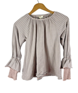 Matilda Jane Size 12 Girls Top Shirt Knit Stripe Smock Cuff Detail Gray ... - $693.05 MXN