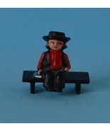 Vintage Cast Iron Amish Figurine Boy Sitting on a Bench VGC - $371.19 MXN