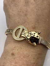 Vintage Katze Cougar Gefülltes Gold Einstellbar Armreif Armband - £51.24 GBP