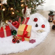 48 inch Christmas Tree Skirt Faux Fur Furry Xmas Tree Skirt Luxury Roman... - £34.67 GBP