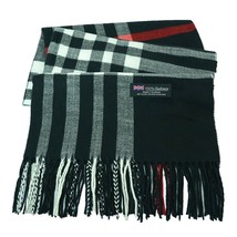 Black 100% Cashmere Tartan Stripe Plaid Women Oversized Shawl Blanket Scarf - £20.70 GBP
