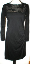 New Womens NWT NIU Black L Designer Dress Lace Wool Long Sleeves Large NIU&#39; - £661.07 GBP