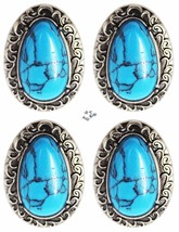 Concho  1-1/4&quot; Set of 4 Turquoise Stone  Tack Belt Bag Jewelry Conchos 4... - £17.45 GBP