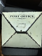 Faux Distressed White Metal Post Office Mailbox Wall Mount Coastal Letter Holder - £30.01 GBP